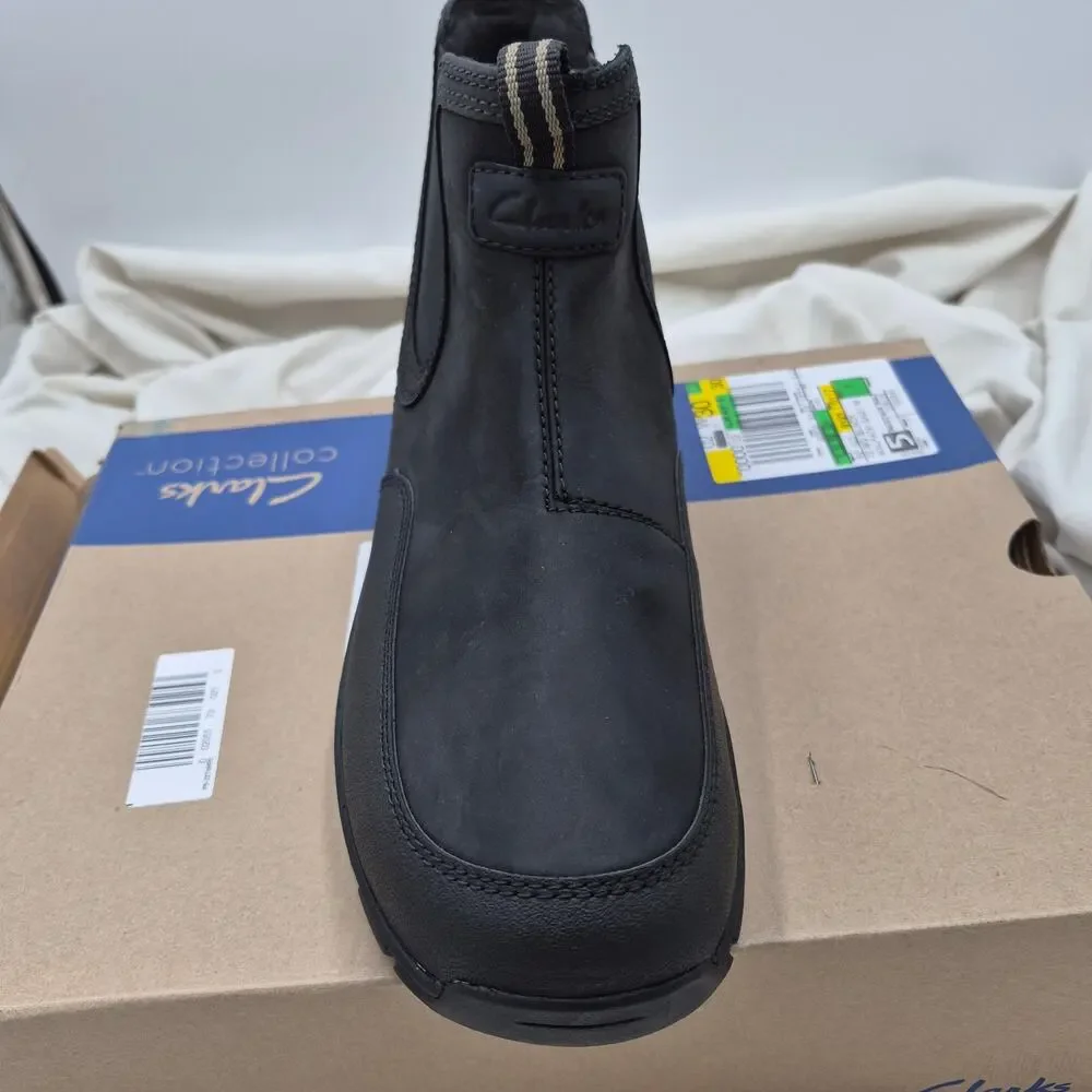 NEW Clarks Walpath Easy Waterproof Chelsea Boot black leather men size 12 W